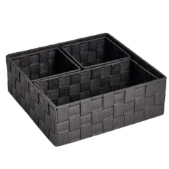 Set de 4 panières tissu tressé 3 tailles - 2 modèles gris ou noir