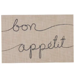Set de table restangulaire plastique beige Bon appétit