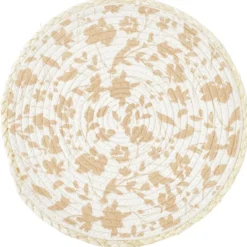 Set de table rond coton motif feuille automne orange Ø35cm