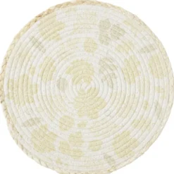 Set de table rond coton motif feuille automne jaune Ø35cm