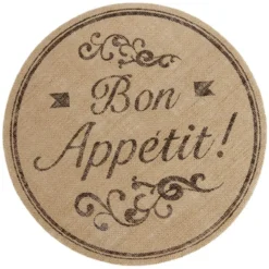 Set de table rond en jute avec inscription bon appétit