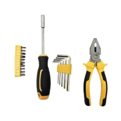 Set d'outillage pour bricolage 17 pièces métal et plastique orange