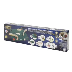 Set jeu de cartes avec 1 tapis 76x76cm 2 porte-cartes en bois et 3 jeux de cartes