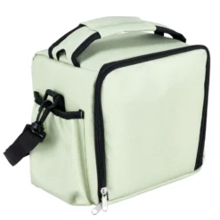 Set lunch bag isotherme tissu blanc 3 boîtes et 1 bloc de glace 18x17xH20,5cm