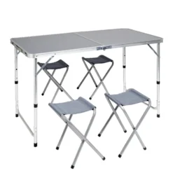 Set table de camping pliable 120x60cm avec 4 tabourets