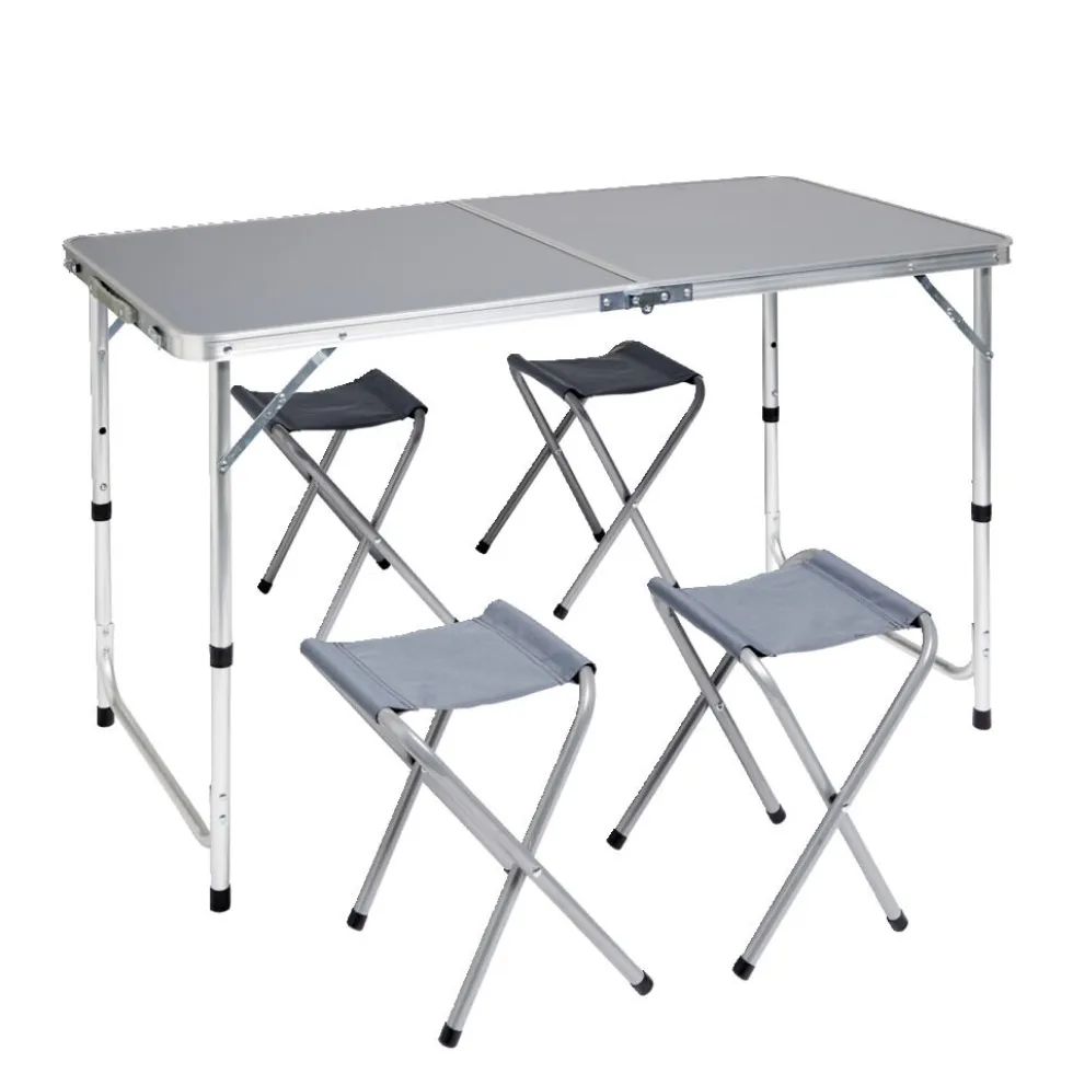 Set table de camping pliable 120x60cm avec 4 tabourets