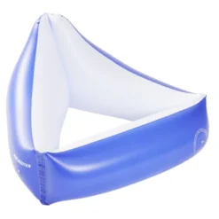 Siège de piscine gonflable forme triangle en plastique bleu 74x74xH25cm