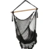 Siège suspendu Natura bois macramé noir 100x130xH125cm