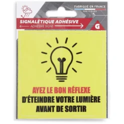 Signalétique adhésive "Bon réflexe lumière" - 8x8 cm