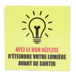 Signalétique adhésive "Bon réflexe lumière" - 8x8 cm