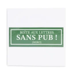 Signalétique adhésive "Boîte aux lettres sans pub" - Vert, 8x8 cm