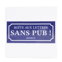 Signalétique adhésive "Boîte aux lettres sans pub" - Bleu, 8x8 cm