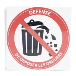 Signalétique adhésive "Défense de déposer les ordures" - 8x8 cm