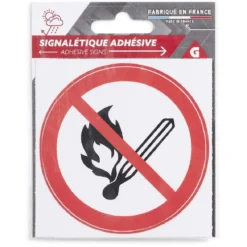 Signalétique adhésive "Flamme interdite" Ø8cm