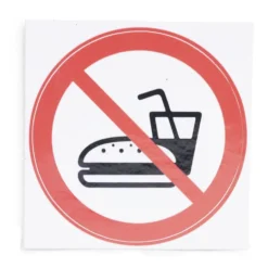 Signalétique adhésive "Interdiction de manger" - 8x8 cm