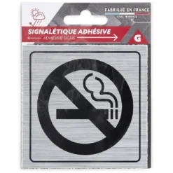 Signalétique adhésive Interdiction de fumer gris et noir 8x8cm