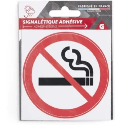 Signalétique adhésive Interdiction de fumer rouge et blanc 8x8cm