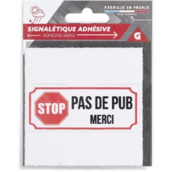 Signalétique adhésive "Stop, pas de pub" - 8x8 cm