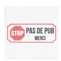 Signalétique adhésive "Stop, pas de pub" - 8x8 cm