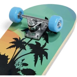 Skateboard 28 pouces coucher de soleil orange noir bleu