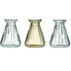 Soliflore évasé x3 en verre bleu et vert Ø8xH10cm