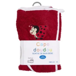 Sortie de bain pour bébé en coton avec broderie et capuche 75x75cm - 2 modèles