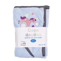 Sortie de bain pour bébé en coton avec broderie et capuche 75x75cm - 2 modèles