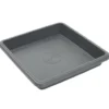 Soucoupe carrée pot de fleur plastique gris anthracite 27,5x27,5cm