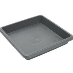 Soucoupe carrée pot de fleur plastique gris anthracite 27,5x27,5cm