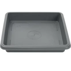 Soucoupe carrée pot de fleur plastique gris anthracite 27,5x27,5cm