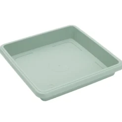 Soucoupe carrée pot de fleur plastique vert laurier 27,5x27,5cm