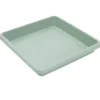 Soucoupe carrée pot de fleur plastique vert laurier 34x34cm