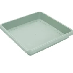 Soucoupe carrée pot de fleur plastique vert laurier 34x34cm