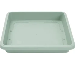 Soucoupe carrée pot de fleur plastique vert laurier 34x34cm