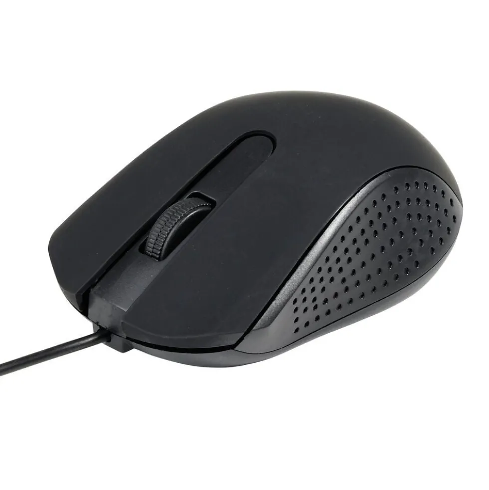Souris PC filaire 3 boutons noire 9x6xH3cm