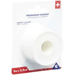 Sparadrap adhésif en coton L500x2,5cm blanc