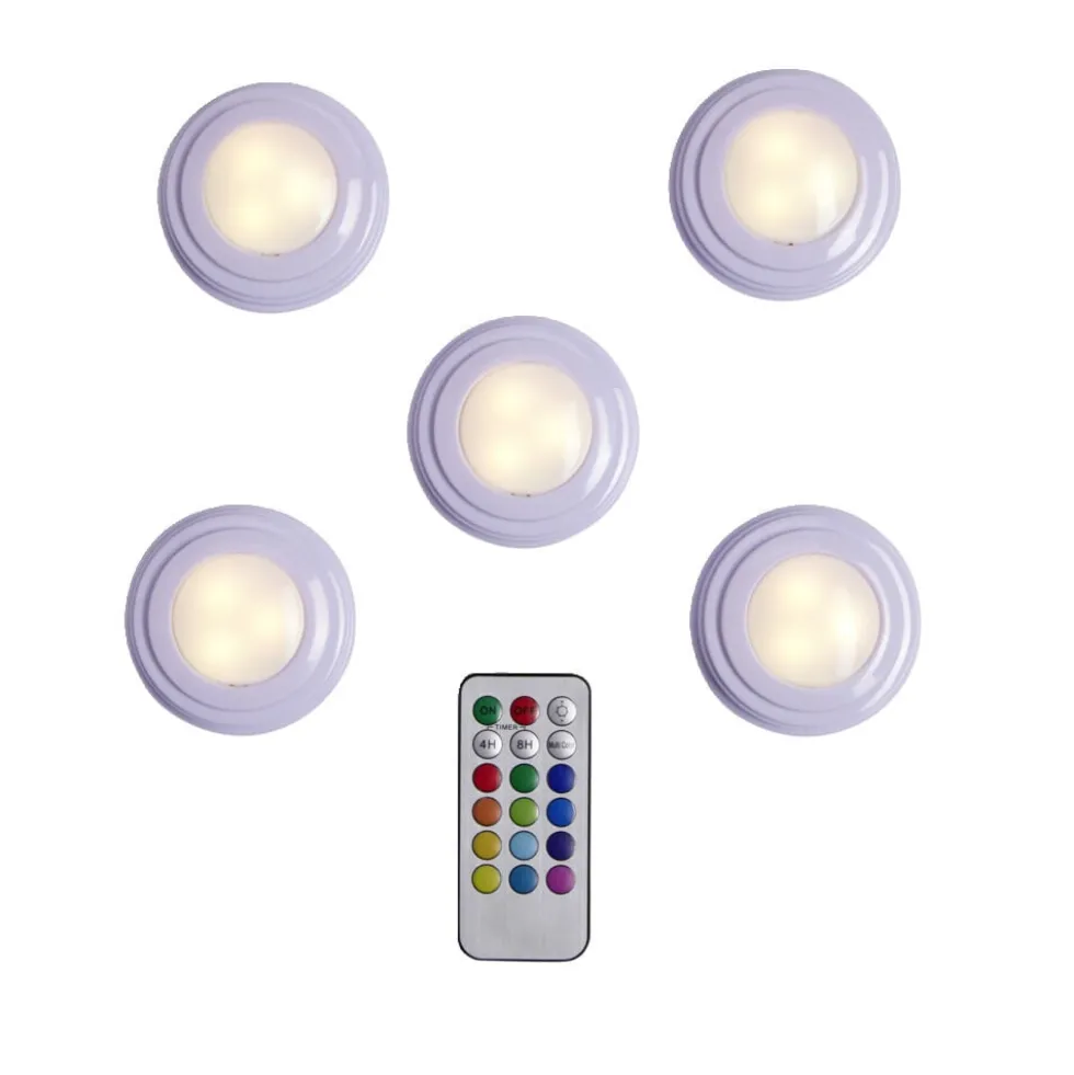 Spot LED x5 RGB avec télécommande Ø6,8cm