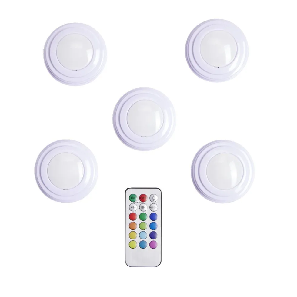 Spot LED x5 RGB avec télécommande Ø6,8cm