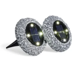 Spot solaire encastrable design rocher LED blanc froid à planter x2