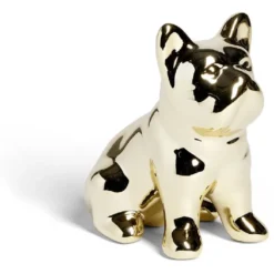 Statue chien argenté en céramique H9,5cm
