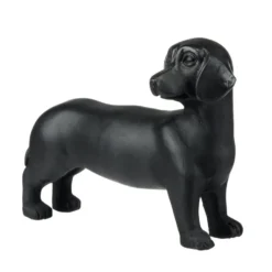 Statue chien teckel en résine petit modèle L16,5xH10cm (2 modèles noir ou blanc)