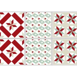 Sticker imitation carreau de ciment 10x10 cm rouge x6