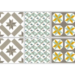Sticker imitation carreau de ciment 10x10 cm taupe x6