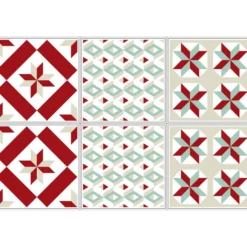 Sticker imitation carreau de ciment 15x15 cm rouge x6