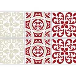 Sticker imitation carreau de ciment 10x10 cm rouge x6