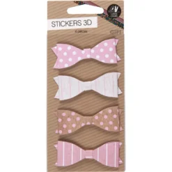 Sticker noeud en carton 3D décor rose x4