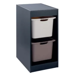 Structure bois noir pour 2 bacs de rangement coulissants 44x32,9xH68,3cm