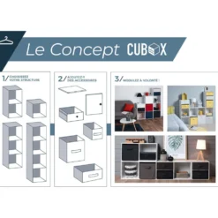 Structure Box Cube 3 cases 35x30x103cm bois blanc