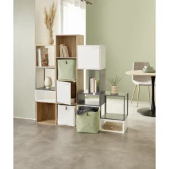 Structure Box Cube 2 cases 35x30x70cm bois naturel