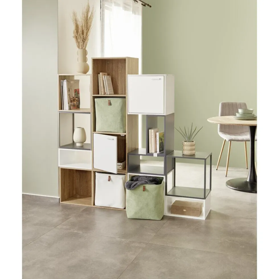 Structure Box Cube 2 cases 35x30x70cm bois naturel